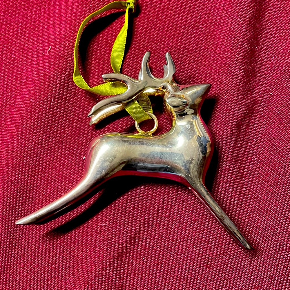 Pottery Barn Christmas silver reindeer ornament